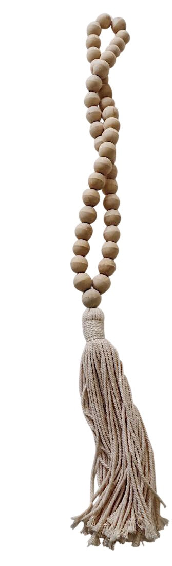 Natural Wooden Decorative Beads with Tassel
