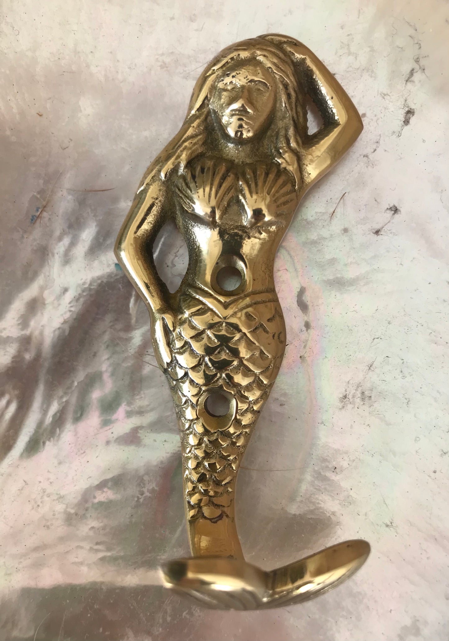 Mermaid Brass Wall Hook