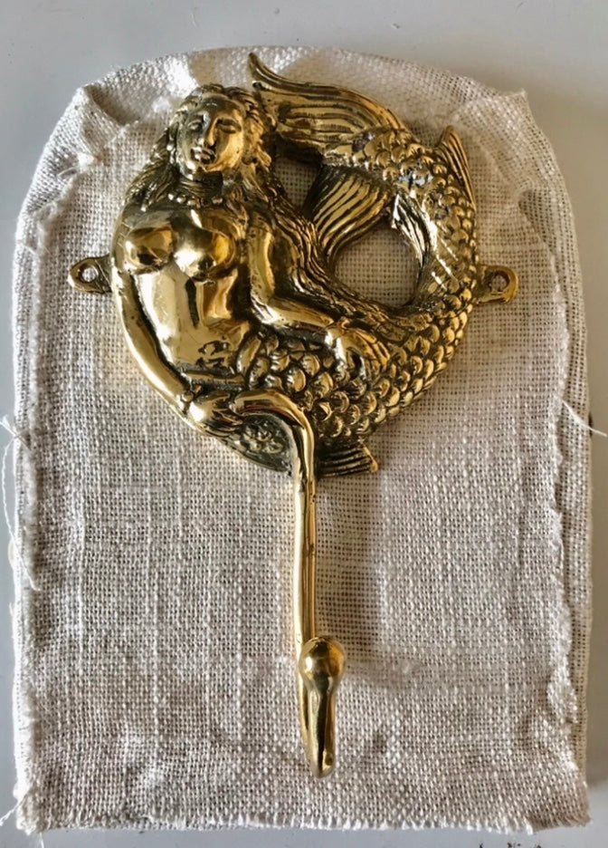 Mermaid Wall Hook Brass