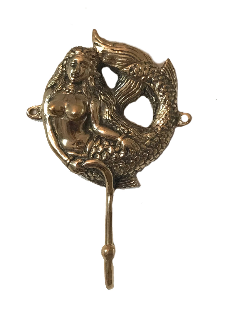 mermaid brass wall hook